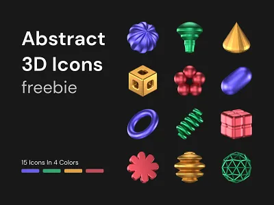 Abstract 3D Icons 3d abstract blender chromatic chrome cycles decorative free freebie geometric gold icon illustration logo metal metallic object render shape ui
