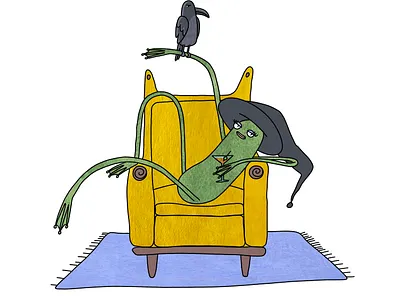 Witch evening cartoon cartoon character cartoon design character design digital character digital illustration editorial illustration funny illustration illustration modern illustration procreate