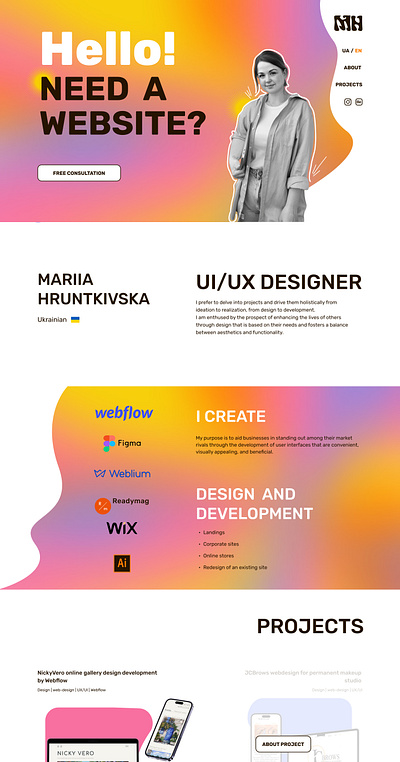 Portfolio for web designer design figma graphic design portfolio typography ui webflow