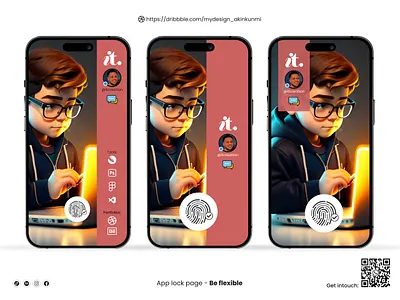 AppDesign - Be Flexible ai and ui ai app ai app design app design app flexible barcode be flexible flexiblility get intouch lock app pahe mockup app myapp design online scan code simple app design start app page start page app design thumb print app ui and ai uiux startup