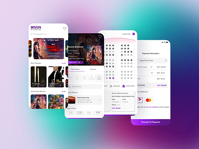 Movie Ticketing App 3d app ui cinema mobile app movie product design ticket booking ticketing ui ui design ux design