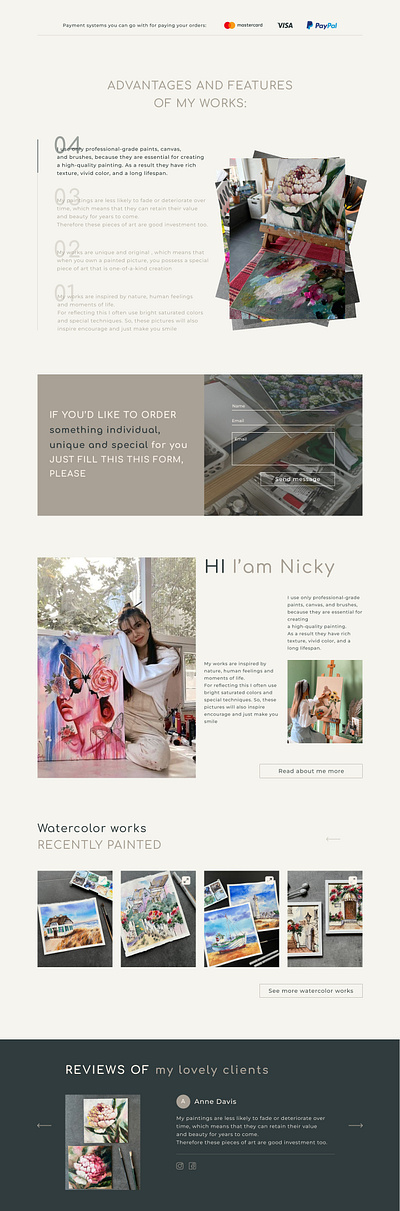 Nicky Vero online gallery design development by Webflow artist figma ui web design webflow