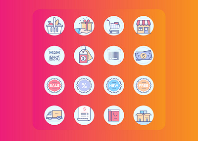 16 Shopping Modern Vector Colorful Icons Set internet