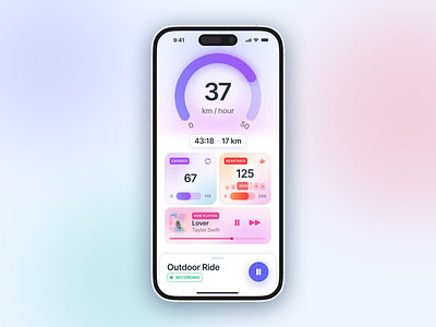 Cycling App Design activity apple cycling design fitness heartrate icon ios iphone14pro ui