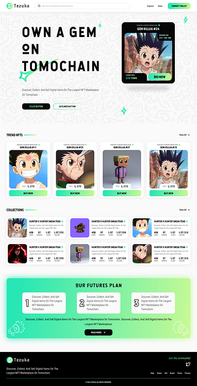 Tezuka NFT marketplace - Landing UI
