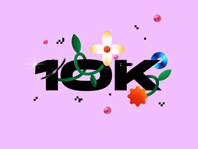 10K followers on Dribbble 🌸 10k brightness flat flat illustration flower illustration illustrator