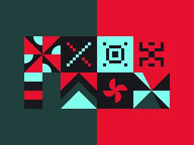 Geometric wall NEO GEO abstract background bauhaus craft design flat geometric mural neogeo pattern pixel shape style tile