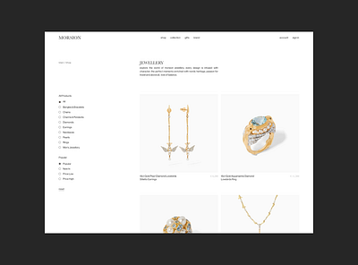 MORSION branding e comm e commerce jewellery jewelry minimalism photography shop typography ui web design website