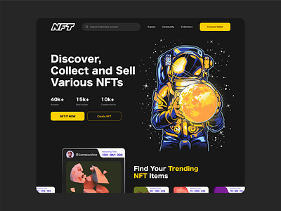 NFT Landing Page brand brand design branding design e commerce graphic design ui ui design ui mobile ui website user interface website website design