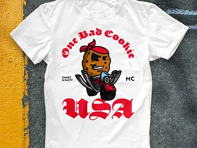 One Bad Cookie bike cookie graphic design motorcycle motorcycle club t shirt usa