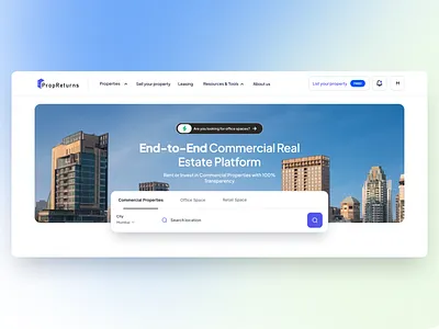 PropReturns Landing Hero Section design hero hero section proptech real estate web design web ui