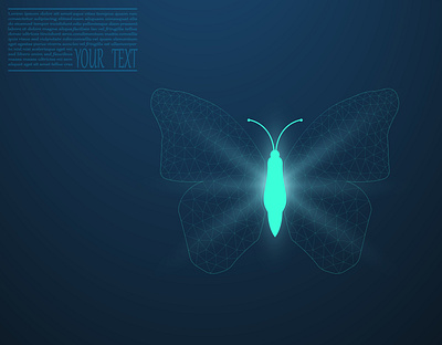 Vector illustration of a butterfly made of mesh, on a dark blue art