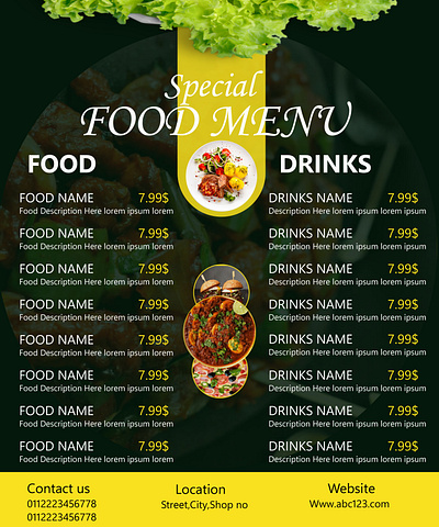 Restaurant Food Menu by Shafiullah Shah Fakir on Dribbble