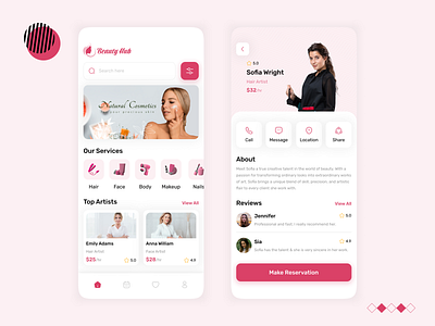 Beauty Hub App beauty care clean creative design inspirations mobileapp modern pink smart trends ui ux