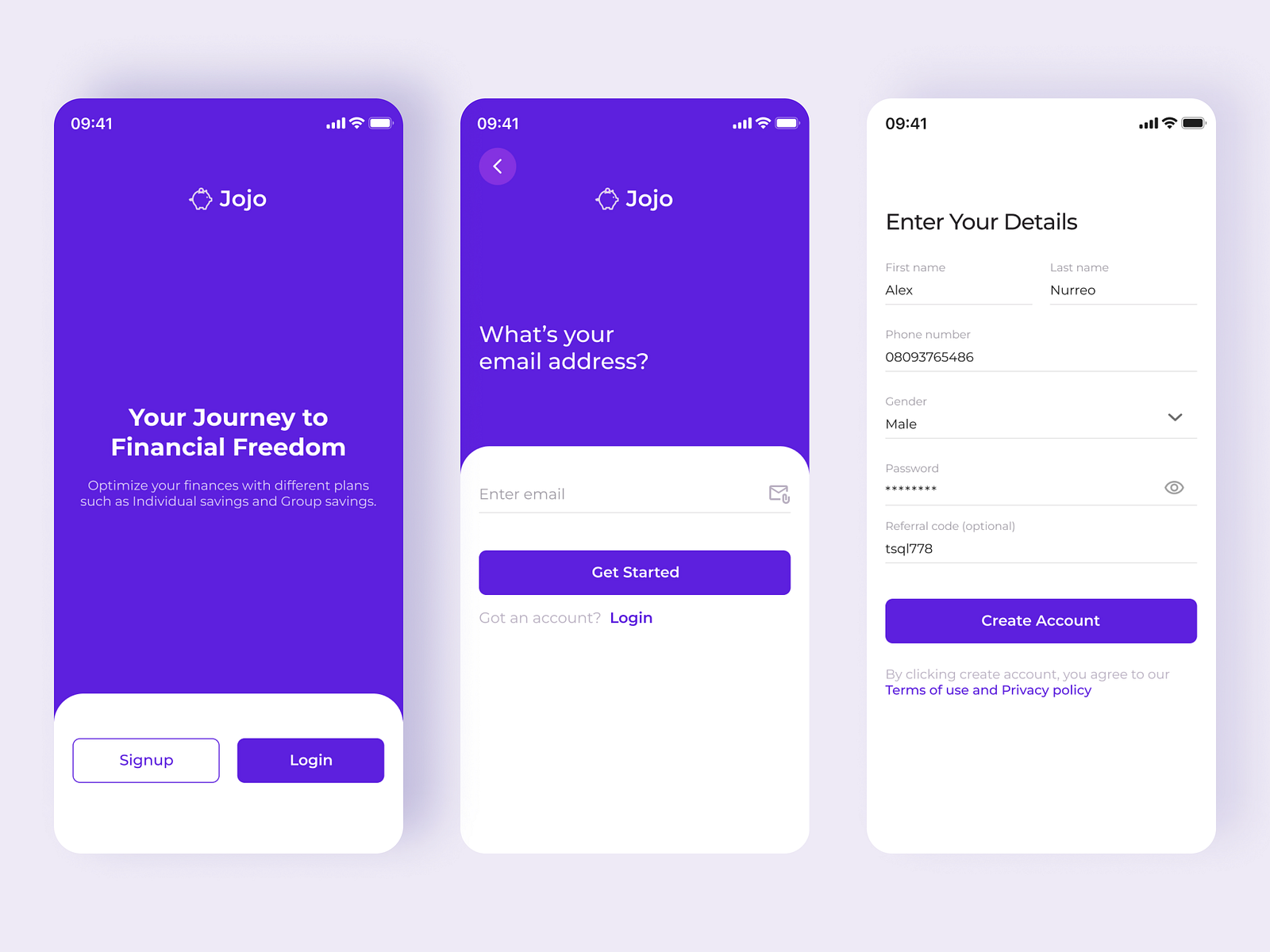 Signup and onboarding screens by Alex on Dribbble