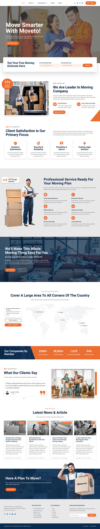 Moving Company WordPress Website design elementor pro elementor website wordpress wordpress landing wordpress website