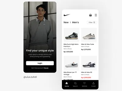 Nike App app desain nike ui ux