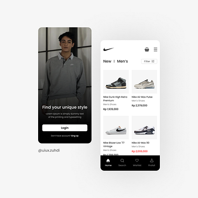 Nike App app desain nike ui ux