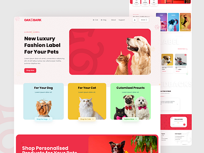 Oak & Bark Pet Online Shop Design design graphic design minimal online shop pet shop ui design uiux website