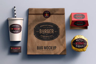 Restaurant Food Packaging MockUp 3d branding burger design drink eco figma food graphic design illustration logo mockup package packaging palette paper package recycle typography ui ux