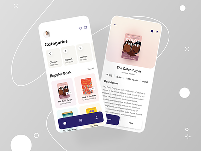 E-Book Mobile App - UX/UI android app app design application audio audiobooks book book app books ebook ios listening mobile mobile app read reader reader app