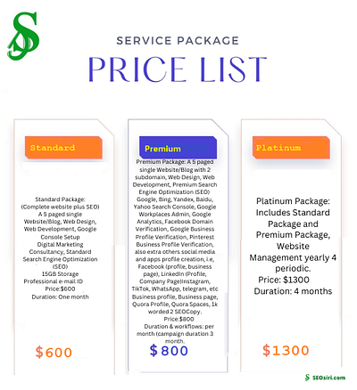 Web Design and Development Service Package Price List brand marketing business branding marketing web design web development website