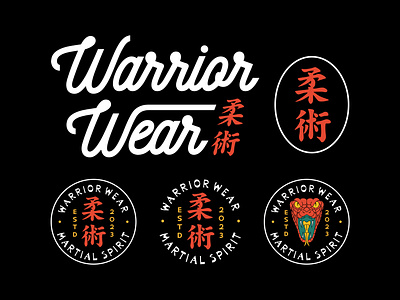 Warrior Wear - Apparel apparel badge badges branding custom type design geometric illustration japanese jiu jitsu line lineart logo merchandise monoline sport