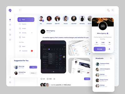 Social Media Dashboard admin buissiness card clean concept dashboard design graphic design manage market media message online shop shopping social media trend ui ui ux wallet