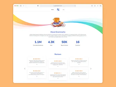 AI-Powered English Grammar Practice Tool aiassistedlearning aipoweredlearning creativelearning digitaleducation edtech educationaltechnology englishgrammarpractice grammacho grammarhelp homepage illustration languagepractice languageskills learningtool sideproject skilldevelopment statistics uxdesign