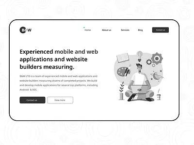Black & White landing page branding ui