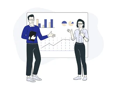 Illustration of "Meeting" flat illustration man meeting vector woman