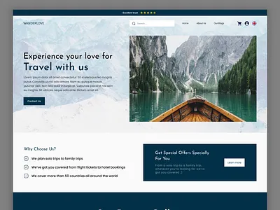 WanderLove - A Travel Website branding clean website design easy design for website simple travel website simple website design template based design travel website travel website design trending website typography ui ux website website design