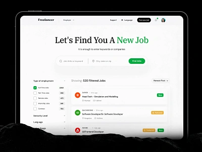 Job Search agency website dstudioagency filter find job freelancer job portal job search landing page minimal product design search search job online typography ui ui ux user experience ux web ui website website design