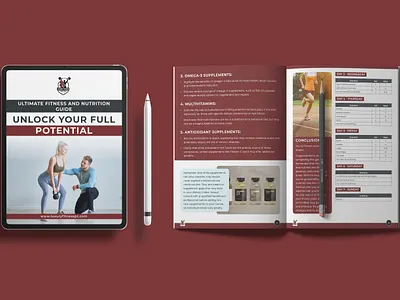 Ultimate Fitness And Nutrition Guide adobe indesign adobe photoshop design ebook cover ebook design ebook layout fitness guide gym workout guide health and fitness home workout layout design lead magnet pdf workout plan