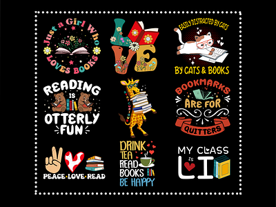 CUSTOM BOOKS LOVERS DAY T-SHIRT DESIGN BUNDLE book book lovers books lovers day t shirt design cats t shirt design funny funny t shirt design funny tee kids fashion kids tee summer collection summer design t shirt design