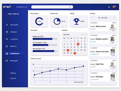 Dashboard for the edtech product. Student's page. dashboard edtech product figma it school studets page study work ui ui ux design web