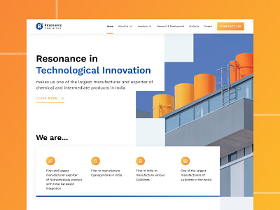 Website for a chemicals manufacturer in India chemicals design factory icons ui web design website