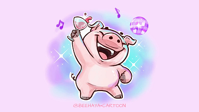 Happy International Youth Day! beehaya cartoon pig dance dance pig happy international youth day pig happy mascot
