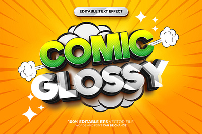 Comic Glossy 3d Editable vector Text Effect Style drive