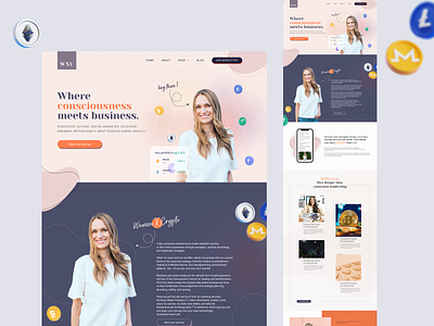 Women X Crypto Landing Page Web3 about me about me section crypto crypto landing page figma landing page ui ui design ux design web3 web3 landing page woman business women in crypto