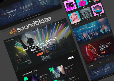 Soundblaze - Template Kit for Music & Event Website artist black dance music dark theme design dj artist dj music electronic music elementor event gallery music music album music band night club portfolio template template kit uiux design web design