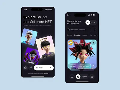 NFT app dark/light mode animation #50 animation app design dark mode light mode motion graphics ui design ux design