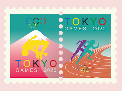 Stamp Design for 2020 Tokyo Olympics. graphic design illustration olimpic postage sport sport illustration stamp design tokyo