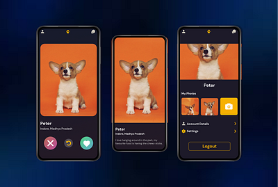 Tinder For Pet's pet pettinderdesign profile ui