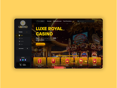 Casino - LandingPage UI/UX casino design figma graphic design illustration logo photoshop ui ui design ux ux design web design