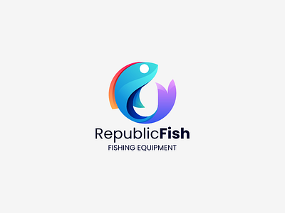republic fish 3d app branding circele colorful design fish graphic design icon illustration logo