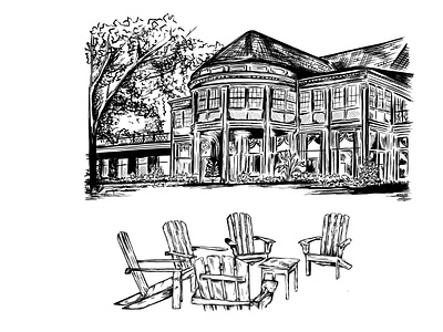 Historic Chevy Chase Club architecture art beer beer label black and white building club drawing golf golf club golf course hand drawn illustration illustration art ink line art pen and ink pen drawing sketch sketching