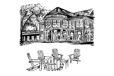 Historic Chevy Chase Club architecture art beer beer label black and white building club drawing golf golf club golf course hand drawn illustration illustration art ink line art pen and ink pen drawing sketch sketching