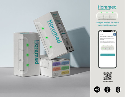 Horamed - Porta comprimido inteligente 3d app ui ux