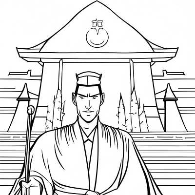 Samurai Coloring Page castle coloring coloring pages design graphic design hulaho illustration japanese samurai